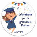 Cuffie rosse in astuccio personalizzato con adesivo per laurea di ragazza