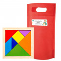 Tangram per bambini in borsa regalo con adesivo personalizzabile per compleanni