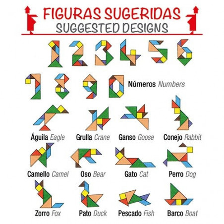 Tangram per bambini in borsa regalo con adesivo personalizzabile per compleanni