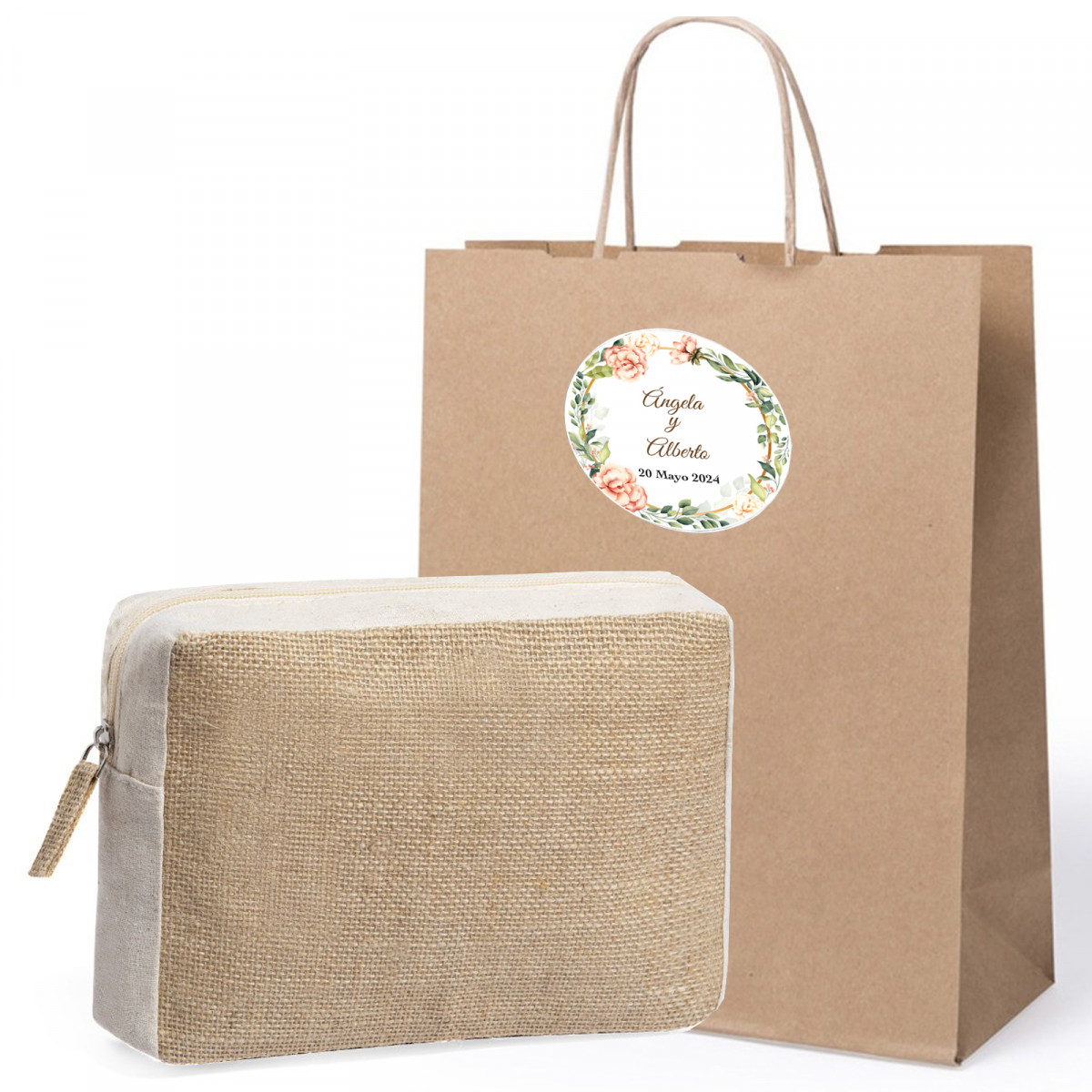 Borsa da spiaggia da donna in sacchetto kraft con adesivo personalizzato