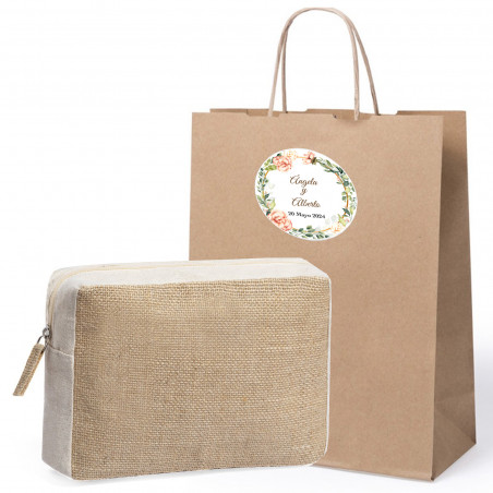 Borsa da spiaggia da donna in sacchetto kraft con adesivo personalizzato