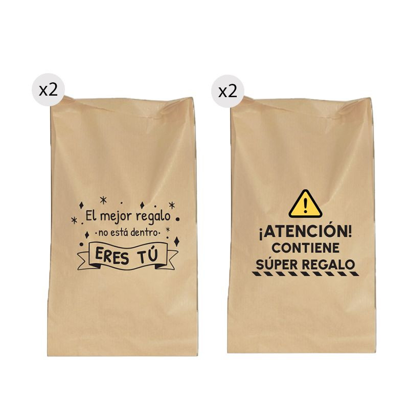 Buste di carta con frase divertente in confezione da 4 unità