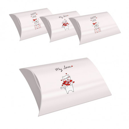 Set di 4 scatole taglia S per regali di gattini con frasi d\'amore