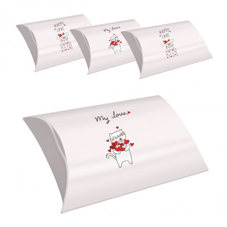 Set di 4 scatole taglia M per regali di gattini con frasi d\'amore