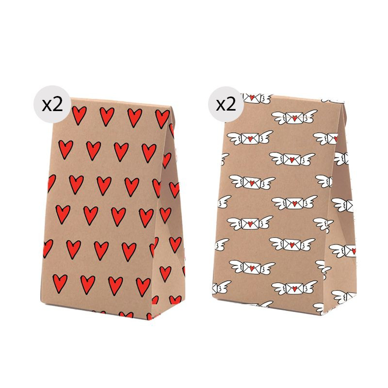 12 Sacchetti Regalo In Carta Kraft Con Manici – Motivo Marmo, 15x8x21 Cm, Per Compleanni E Feste