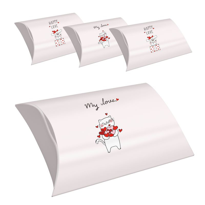 Set di 4 scatole misura L per regali di gattini con frasi d\'amore