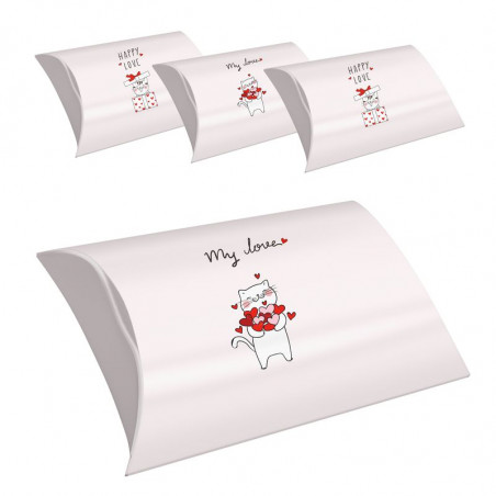 Set di 4 scatole misura L per regali di gattini con frasi d\'amore