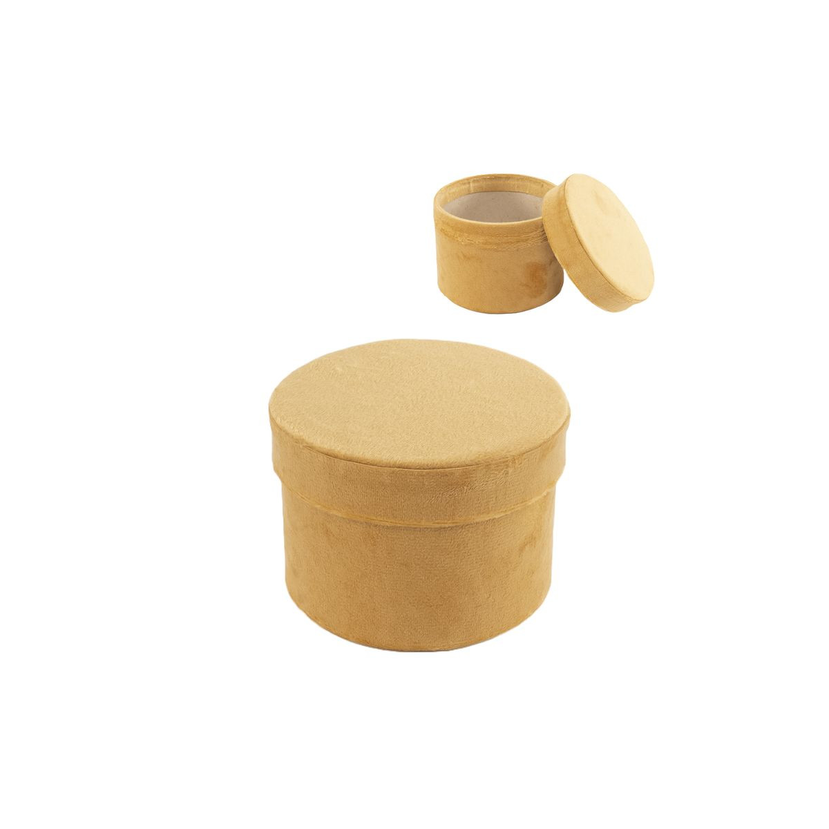Scatola di velluto senape con coperchio