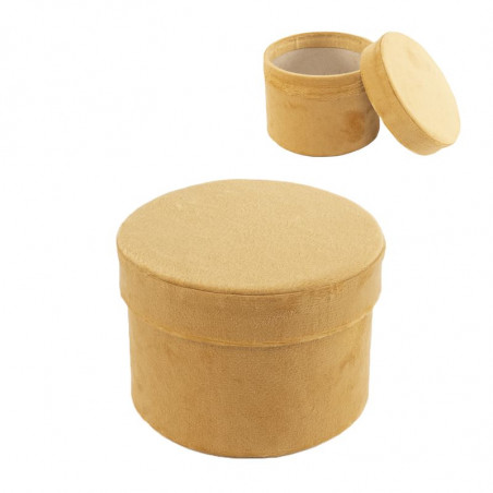 Scatola di velluto senape con coperchio