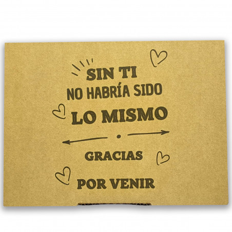 Scatola con frase di ringraziamento