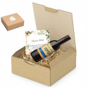 Bottiglia di vino con biglietto personalizzato in scatola di presentazione