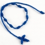 Bracciale decenario di filo blu con croce
