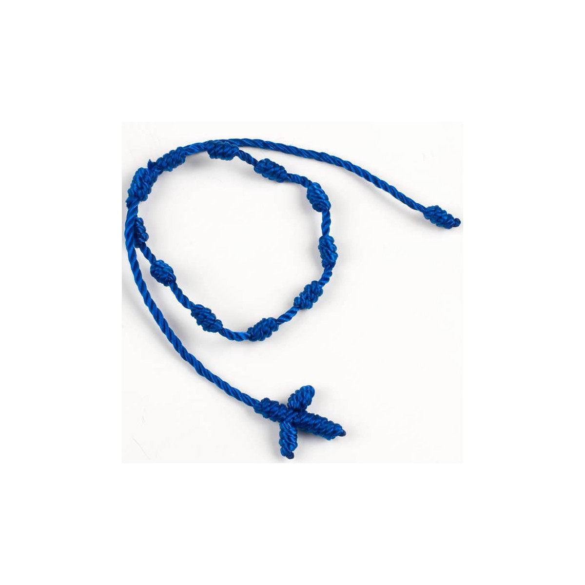 Bracciale decenario di filo blu con croce
