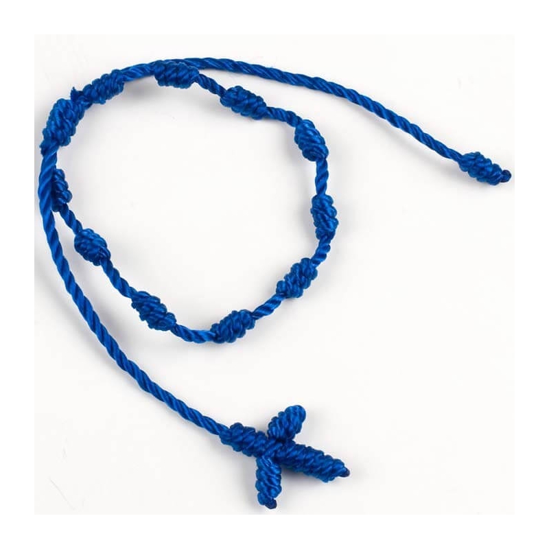 Bracciale decenario di filo blu con croce