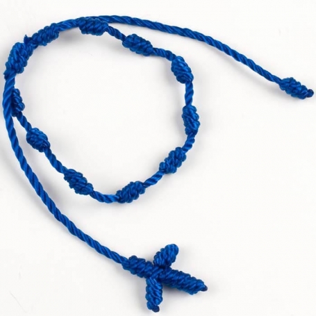 Bracciale decenario di filo blu con croce