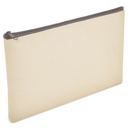 Necessaire in cotone di colore naturale con zip di colori a scelta