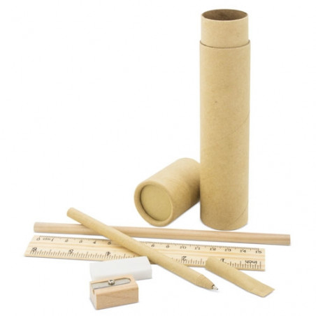Set da scrittura ecologico in cartone e legno, materiale scolastico e per ufficio