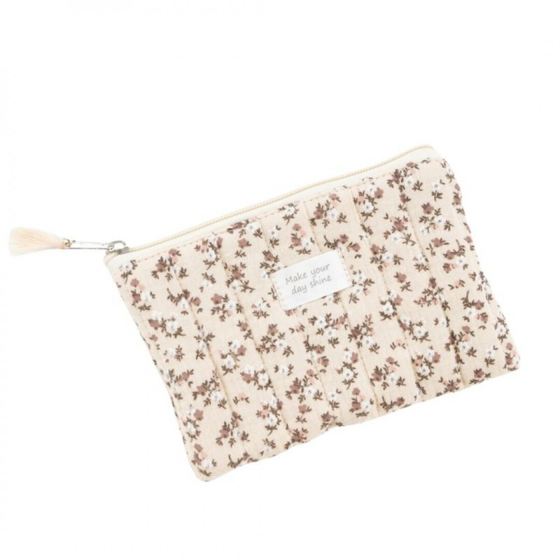 Necessaire piano in cotone con fiori