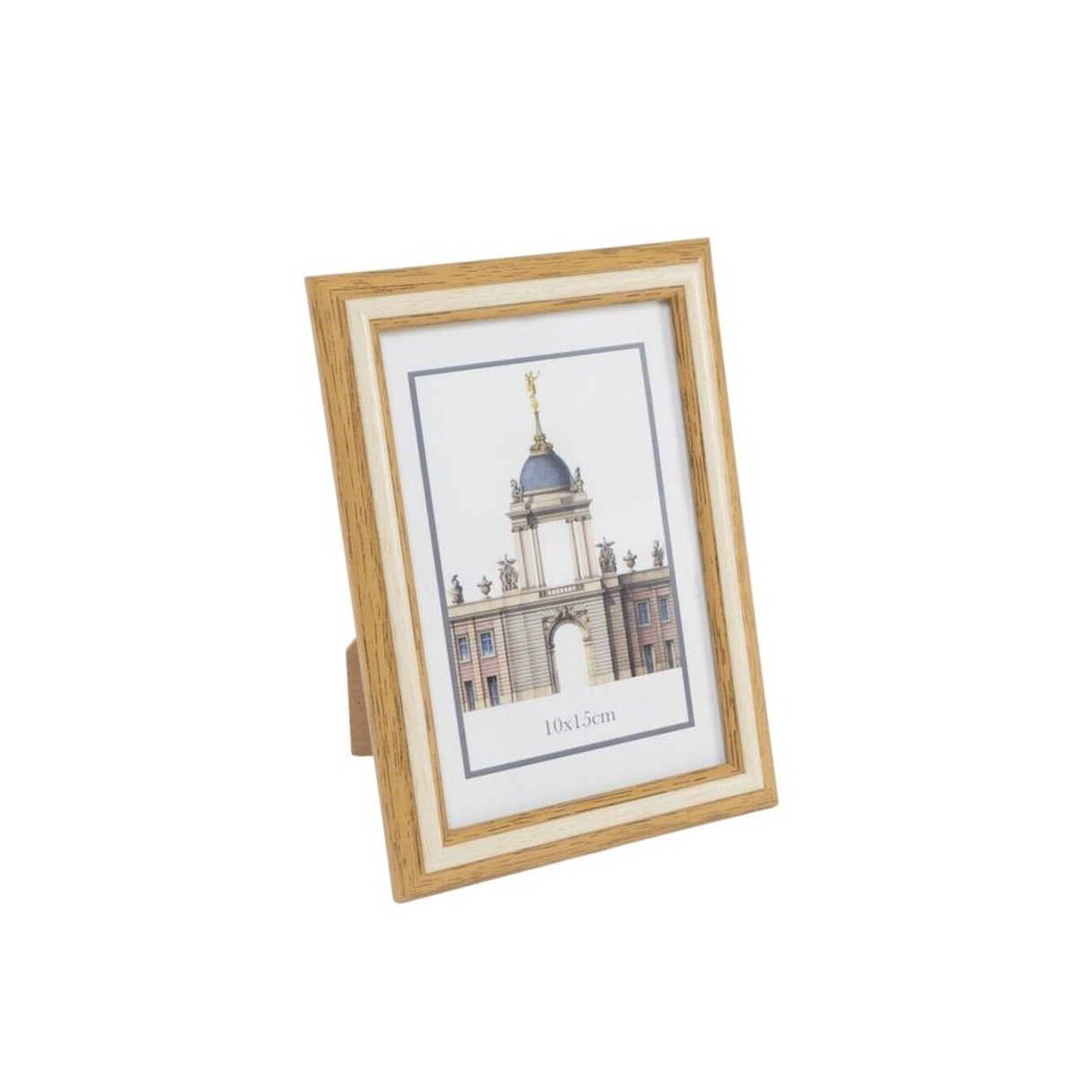 Portafoto dimensione 10x15 bicolore in crema e legno da regalare