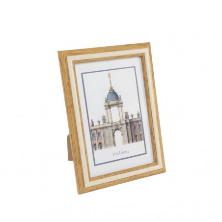 Portafoto dimensione 10x15 bicolore in crema e legno da regalare
