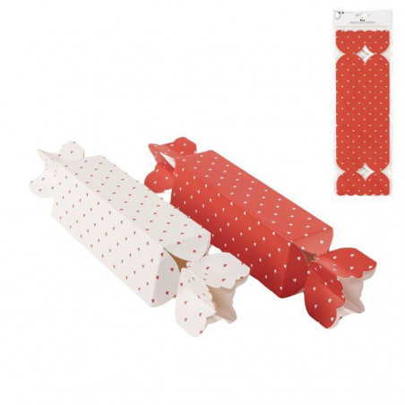 Set di 3 scatole a forma di caramella con design di cuori