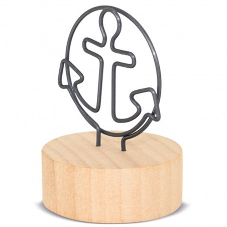Supporto con base in legno e clip per dettagli