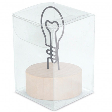 Portanota in Legno con Clip a Forma di Lampadina Dettaglio Originale e Pratico