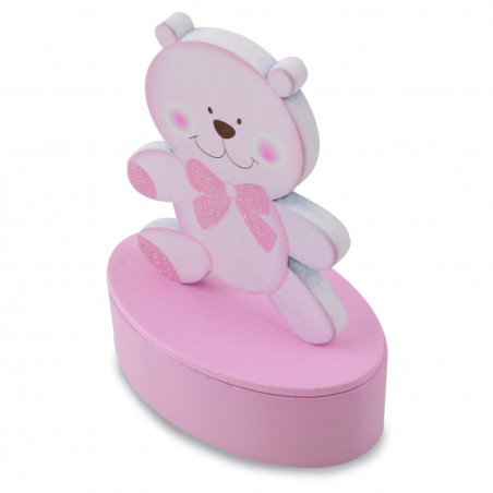Scatola magnetica con figura di orso per il battesimo