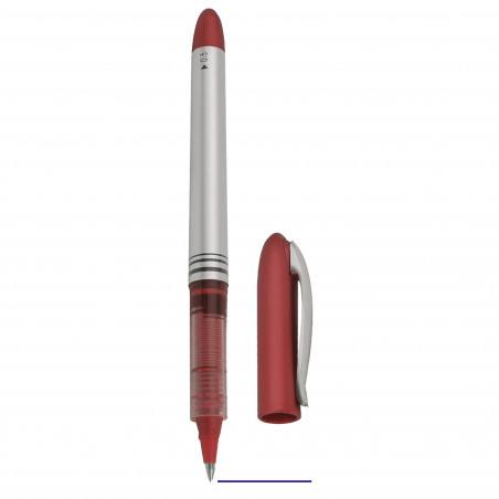 Penna a gel rossa e argento con inchiostro blu da regalare