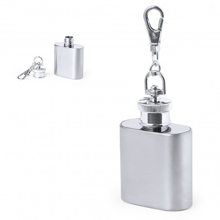 Fiaschetta portachiavi per bomboniere battesimo con adesivo personalizzato