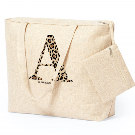 Borsa personalizzata con lettera leopardata e nome
