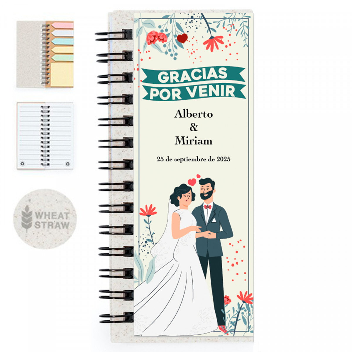 Bloc notes con post-it personalizzati per dettagli nozze