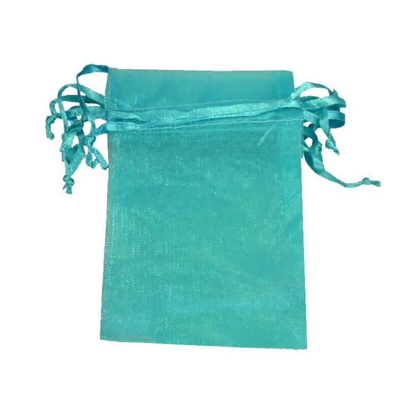 Sacchetto in organza turchese 13 x 17