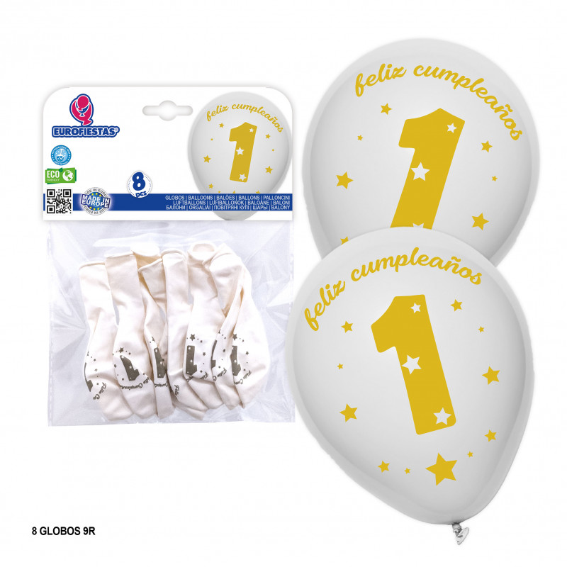 Palloncini con stampa buon compleanno con numero 1