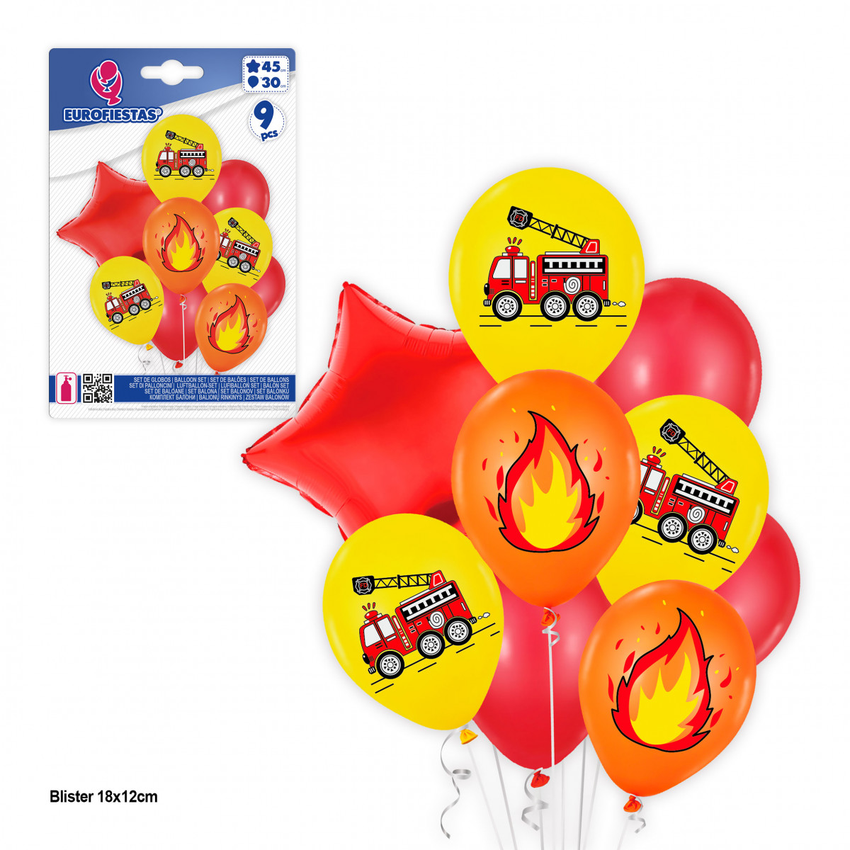 Palloncini dei pompieri in confezione da 9 unità