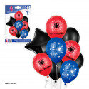 Palloncini compleanno 9 unità con motivi Spider in rosso, blu e nero