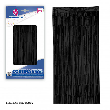 Tenda decorativa di frange nera 2x1m