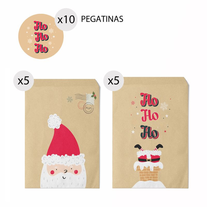 12 Sacchetti Regalo Natalizi Con Manico 32x26x12 Cm - Carta Riciclata Con Stampe Di Babbo Natale, Perfetti Per Regali E Feste