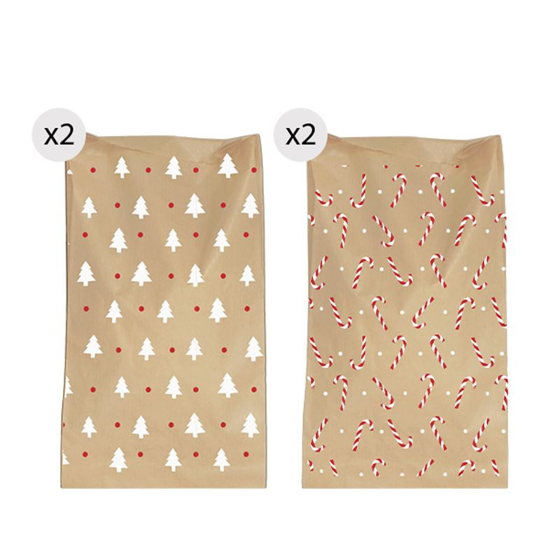 Buste di carta kraft 4 unità per Natale 20x30 minimalista
