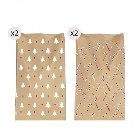 Buste di carta kraft 4 unità per Natale 20x30 minimalista