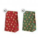 Sacchetti per Natale 4 unità 11.5x14cm verde e rosso con motivi