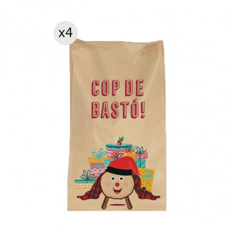 Buste 20x30 per Natale in carta kraft 4 unità Tió Nadal