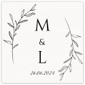 Adesivo personalizzato 5 x 5 cm con iniziali per matrimoni