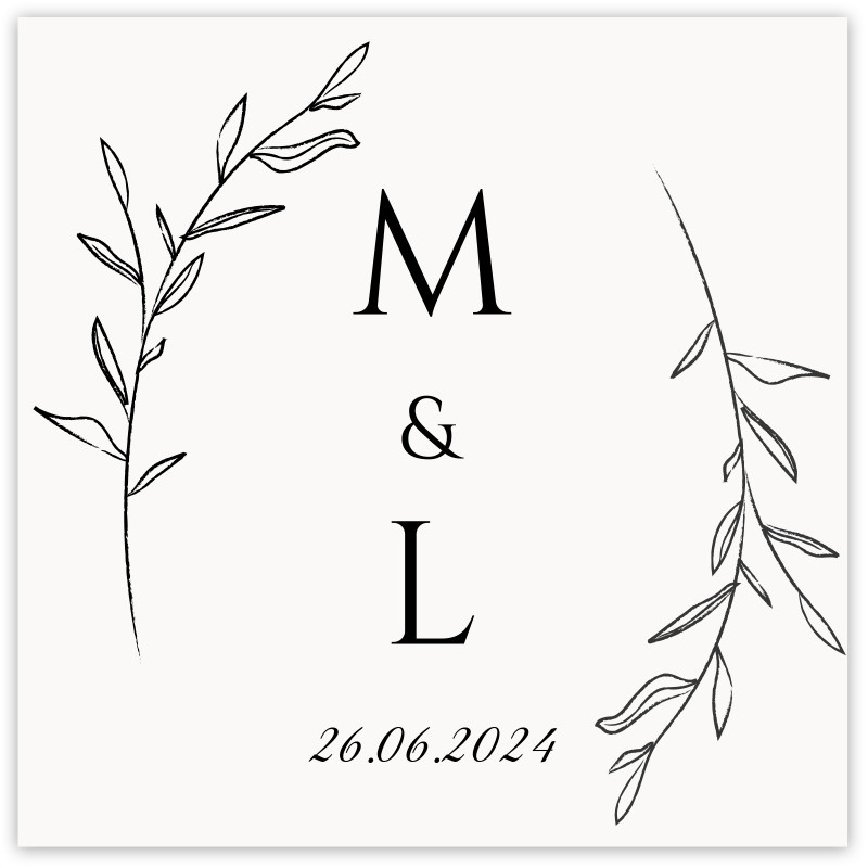 Adesivo personalizzato 5 x 5 cm con iniziali per matrimoni