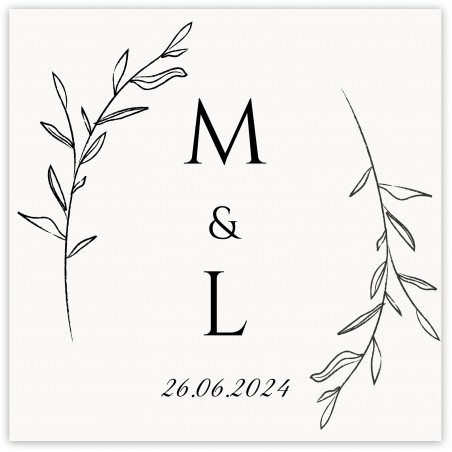 Adesivo personalizzato 5 x 5 cm con iniziali per matrimoni