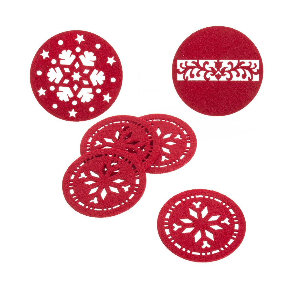 Sottobicchieri di Natale in feltro rosso fustellato 4 unità per decorazione