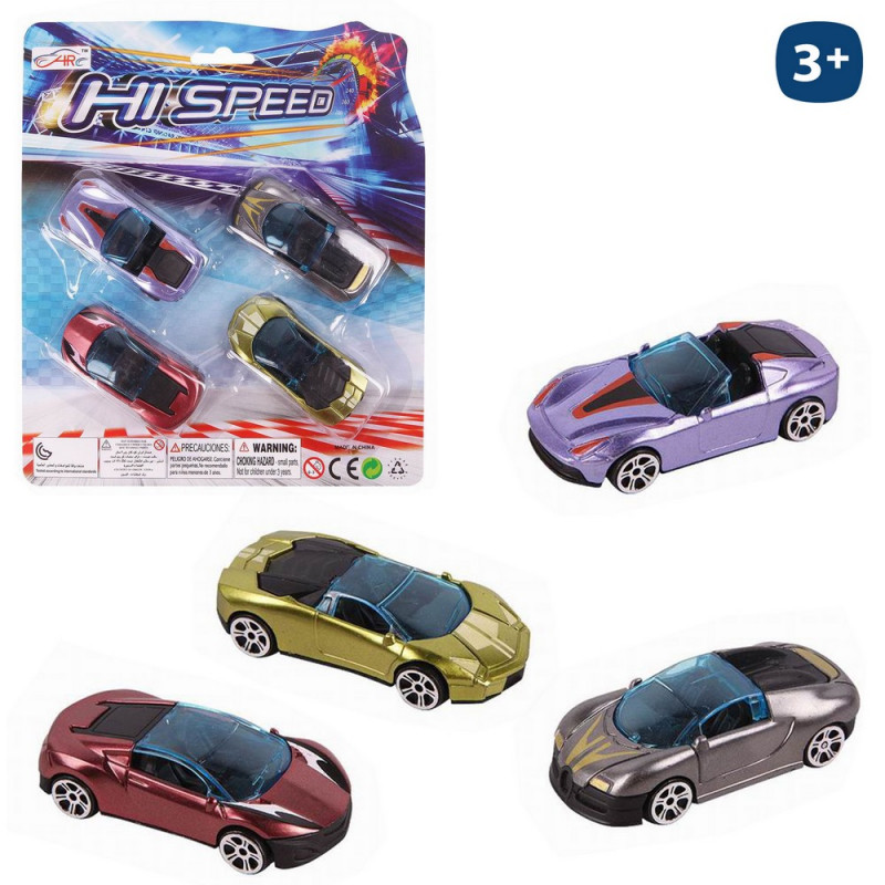 Set di 4 modelli di auto in stile sportivo metallizzato