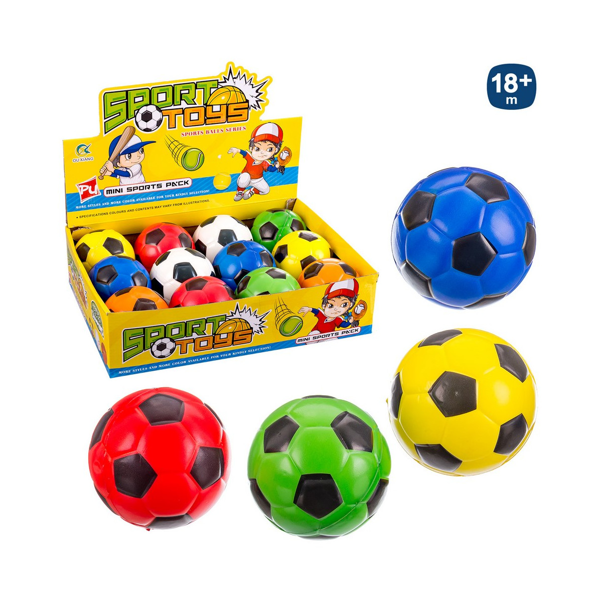 Pallone in schiuma colorato con design da calcio 10 cm. per giocare