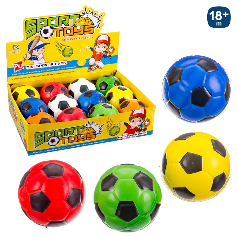 Pallone in schiuma colorato con design da calcio 10 cm. per giocare
