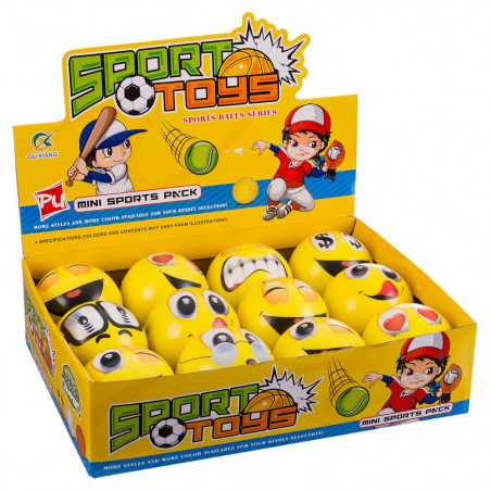 Palla in schiuma con design emoticon da 10 cm. per ragazzi e ragazze